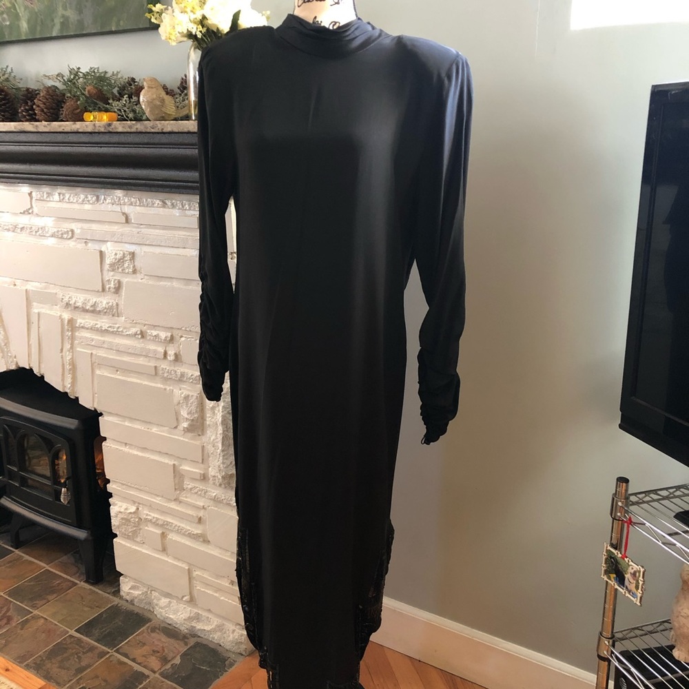 Elegant Black Silk Evening Gown